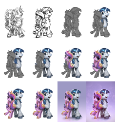 Size: 2720x2880 | Tagged: safe, artist:assasinmonkey, princess cadance, shining armor, alicorn, pony, unicorn, the one where pinkie pie knows, progress, sketch, unshorn fetlocks, wip