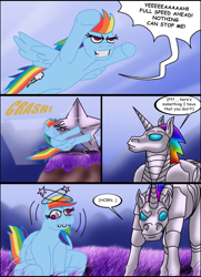 Size: 800x1108 | Tagged: safe, rainbow dash, pegasus, pony, circling stars, comic, crash, dizzy, rainbow crash, robot unicorn attack