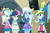 Size: 622x410 | Tagged: safe, derpibooru import, screencap, bon bon, lyra heartstrings, rainbow dash, sweetie drops, trixie, equestria girls, friendship games