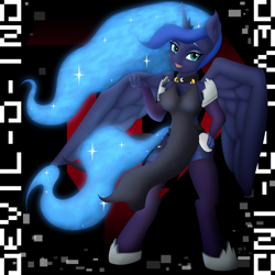 Size: 2000x2000 | Tagged: safe, artist:devil-d-ind, princess luna, alicorn, anthro, unguligrade anthro, looking at you, solo