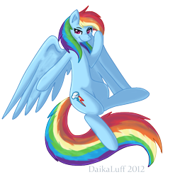 Size: 727x735 | Tagged: safe, artist:daikaluff, rainbow dash, pegasus, pony, female, mare, simple background, solo, transparent background