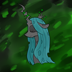 Size: 2048x2048 | Tagged: safe, artist:briarspark, queen chrysalis, changeling, changeling queen, eyes closed, female, pixiv, solo