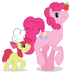 Size: 5000x5000 | Tagged: safe, artist:choochootrannysaurus, artist:parttimebrony, apple bloom, pinkie pie, earth pony, pony, absurd resolution, apple, chef's hat, hat