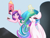 Size: 1280x960 | Tagged: safe, artist:sugarberry, princess cadance, princess celestia, alicorn, pony, ask, ask-cadance, cake, cakelestia, camera, fork, levitation, magic, tumblr