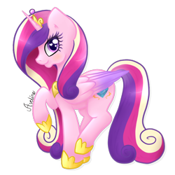 Size: 750x750 | Tagged: safe, artist:avelineh, princess cadance, alicorn, pony, raised hoof, simple background, solo, transparent background