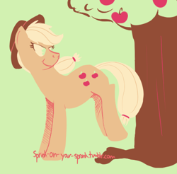 Size: 437x430 | Tagged: safe, artist:sprink-on-your-spronk, applejack, earth pony, pony, female, mare, solo, tree