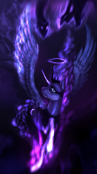 Size: 823x1467 | Tagged: safe, artist:elkaart, princess luna, alicorn, pony, female, halo, horn, mare, solo