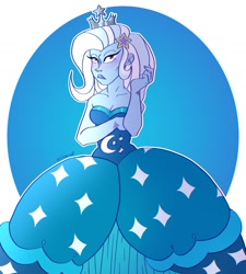 Size: 1280x1423 | Tagged: safe, artist:mitexcel, derpibooru import, trixie, equestria girls, clothes, dress, gown, jewelry, tiara