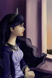 Size: 2664x4000 | Tagged: safe, artist:rimmes-broose, princess luna, human, clothes, dress, humanized, melancholy, solo