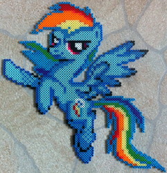 Size: 1770x1836 | Tagged: safe, artist:zizzaz, rainbow dash, bead sprite, custom, irl, perler beads, photo, solo, sprite