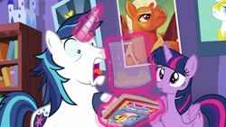 Size: 1280x720 | Tagged: safe, screencap, shining armor, twilight sparkle, twilight sparkle (alicorn), alicorn, pony, unicorn, the one where pinkie pie knows, archie andrews, ash, brother and sister, cute, faic, female, frown, horrified, horse noises, jughead jones, magic, male, mare, open mouth, screaming, shocked, siblings, smash fortune, telekinesis, this is why we can't have nice things, tongue out, twiabetes, wide eyes