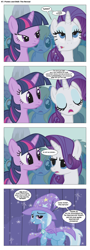 Size: 868x2419 | Tagged: safe, artist:dziadek1990, derpibooru import, edit, edited screencap, screencap, rarity, trixie, twilight sparkle, pony, unicorn, comic:ponies and d&d, boast busters, comic, conversation, dialogue, dungeons and dragons, emote story:ponies and d&d, in character, out of character, pen and paper rpg, ponyville, rpg, screencap comic, slice of life, text