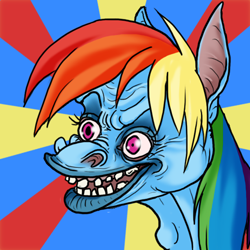 Size: 500x500 | Tagged: artist needed, safe, artist:klumpeh, rainbow dash, pegasus, pony, hoers, solo, wat