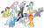 Size: 5544x3528 | Tagged: safe, artist:thecheeseburger, derpibooru import, comet tail, dark moon, distant star, graphite, moonlight raven, neon lights, ponet, rising star, sunburst, sunshine smiles, trixie, twinkleshine, pony, unicorn, cloak, clothes, corrupted, female, group, mare, missing accessory, nervous, possessed, worried