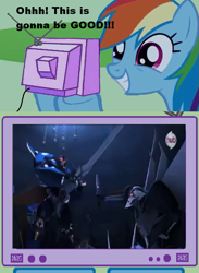 Size: 563x770 | Tagged: safe, rainbow dash, pegasus, pony, dreadwing, exploitable meme, hub logo, meme, starscream, transformers, tv meme