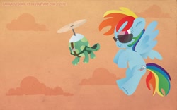 Size: 1280x800 | Tagged: safe, artist:caramelcookie, rainbow dash, tank, pegasus, pony, female, mare, sunglasses, wings