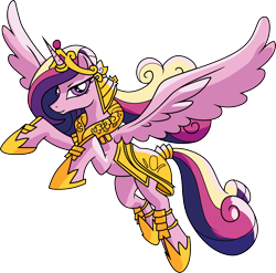 Size: 3036x3000 | Tagged: safe, artist:mythilas, princess cadance, alicorn, pony, armor, bedroom eyes, flying, high res, looking at you, simple background, smiling, smirk, solo, spread wings, transparent background, vector