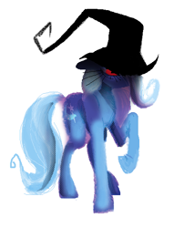 Size: 454x563 | Tagged: source needed, useless source url, safe, artist:addiejackson, derpibooru import, trixie, pony, unicorn, glowing eyes, hat, solo