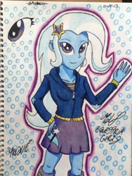 Size: 720x960 | Tagged: safe, artist:emichaca, derpibooru import, trixie, equestria girls, solo, traditional art