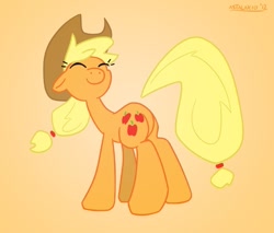 Size: 647x550 | Tagged: safe, artist:astalakio, applejack, earth pony, pony, eyes closed, happy, solo