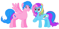 Size: 1024x515 | Tagged: safe, artist:itoruna-the-platypus, firefly, rainbow dash, rainbow dash (g3), pegasus, pony, g1, g3, g1 to g4, g3 to g4, generation leap, rule 63