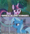 Size: 1280x1440 | Tagged: safe, derpibooru import, edit, edited screencap, screencap, mean twilight sparkle, trixie, alicorn, pony, unicorn, road to friendship, the mean 6, caption, clone, female, image macro, meme, text, trixie yells at everything