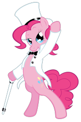 Size: 7474x11189 | Tagged: safe, artist:qtmarx, pinkie pie, earth pony, pony, absurd resolution, bipedal, cane, clothes, hat, simple background, top hat, transparent background, tuxedo, vector
