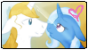 Size: 99x56 | Tagged: safe, artist:never-coming-back, derpibooru import, prince blueblood, trixie, pony, unicorn, bluetrix, deviantart stamp, female, male, picture for breezies, shipping, stamp, straight