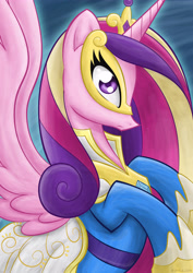 Size: 3508x4961 | Tagged: safe, artist:littlehybridshila, princess cadance, alicorn, pony, power ponies (episode), rearing, solo, spread wings