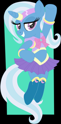 Size: 1621x3300 | Tagged: safe, artist:krazykari, artist:tygerbug, derpibooru import, trixie, pony, unicorn, arm behind head, boots, clothes, cosplay, costume, female, mare, midriff, sailor moon, skirt, solo