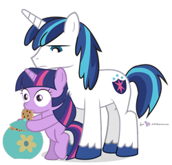 Size: 750x720 | Tagged: safe, artist:dm29, shining armor, twilight sparkle, pony, unicorn, brother and sister, caught, cookie, cookie jar, cookie thief, cute, duo, female, filly, filly twilight sparkle, julian yeo is trying to murder us, male, siblings, simple background, transparent background, twilight stealing a cookie, twily