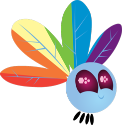 Size: 925x942 | Tagged: safe, rainbow dash, parasprite, colored wings, multicolored wings, palette swap, paraspritized, rainbow wings, recolor, simple background, solo, species swap, transparent background