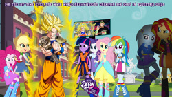 Size: 1920x1080 | Tagged: safe, derpibooru import, applejack, fluttershy, pinkie pie, rainbow dash, rarity, sunset shimmer, trixie, twilight sparkle, equestria girls, dragon ball z, goku, ridiculous, wwe