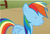 Size: 535x363 | Tagged: safe, rainbow dash, pegasus, pony, ronbow dosh, small eyes, solo, woll smoth