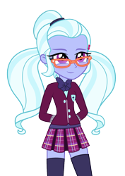 Size: 744x1052 | Tagged: safe, sugarcoat, equestria girls, friendship games, .svg available, clothes, crystal prep academy uniform, female, glasses, school uniform, simple background, skirt, socks, solo, svg, thigh highs, transparent background, vector