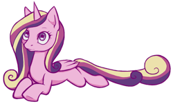 Size: 578x350 | Tagged: safe, artist:pupukala, princess cadance, alicorn, pony, blank flank, female, horn, solo