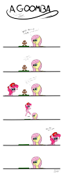 Size: 1500x4067 | Tagged: safe, artist:chibi95, fluttershy, pinkie pie, earth pony, pegasus, pony, comic, goomba, mario, super mario bros.