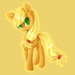 Size: 1092x1098 | Tagged: safe, artist:paintrolleire, applejack, earth pony, pony, blonde mane, female, mare, missing accessory, orange coat, solo