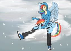 Size: 2800x2000 | Tagged: safe, artist:stormcolt413, rainbow dash, pony, converse, human ponidox, humanized, shoes, winged humanization