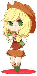 Size: 211x430 | Tagged: safe, artist:niaro, applejack, chibi, humanized, solo