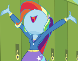 Size: 1382x1080 | Tagged: safe, derpibooru import, edit, edited screencap, screencap, trixie, best trends forever, best trends forever: rainbow dash, better together, equestria girls, cropped, multicolored hair, nose in the air, palette swap, rainbow hair, recolor, solo