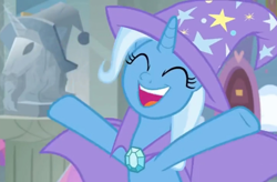 Size: 2944x1936 | Tagged: safe, derpibooru import, screencap, trixie, pony, unicorn, a horse shoe-in, cropped, female, mare, solo