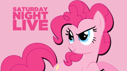 Size: 1920x1080 | Tagged: safe, pinkie pie, earth pony, pony, andrea libman, saturday night live, smiling, snl, title card