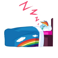 Size: 500x500 | Tagged: safe, artist:chch, rainbow dash, pegasus, pony, askdrrnmsd, bed, female, mare, simple background, sleeping, solo, white background, zzz