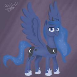 Size: 1376x1380 | Tagged: safe, artist:hypno, princess luna, alicorn, pony, digital painting, lineless, solo