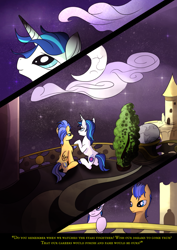 Size: 752x1062 | Tagged: safe, artist:pedrohander, flash sentry, shining armor, pony, unicorn, comic, do you remember, moon, night