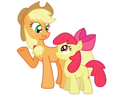 Size: 650x510 | Tagged: dead source, safe, artist:jaceleo, apple bloom, applejack, earth pony, pony, female, filly, mare, raised hoof, simple background, transparent background, vector