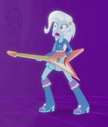 Size: 277x328 | Tagged: safe, derpibooru import, screencap, trixie, equestria girls, guitar centered, rainbow rocks, cropped, guitar, musical instrument, solo
