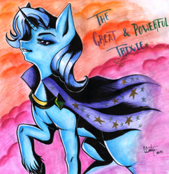 Size: 1024x1059 | Tagged: safe, artist:linaprime, derpibooru import, trixie, pony, unicorn, female, mare, solo, traditional art