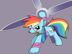 Size: 1000x750 | Tagged: safe, artist:firebrandkun, rainbow dash, pegasus, pony, kunai, mouth hold, ninja, shuriken, solo